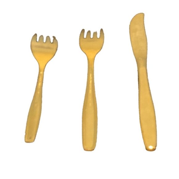 Rogers Cutlery Co. Stainless Gold USA Salad Dinner Fork Butter Knife Vintage - Picture 2 of 7